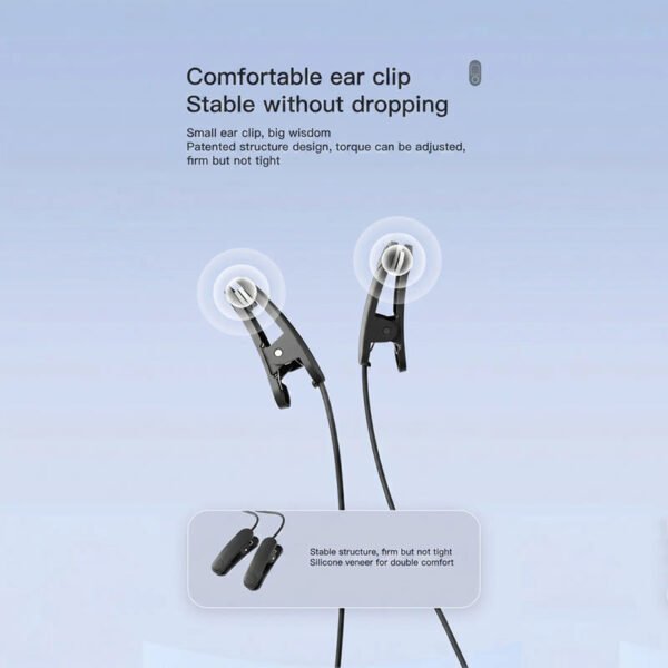 Adjustable ear clips and rechargeable battery features of the CES sleep support device