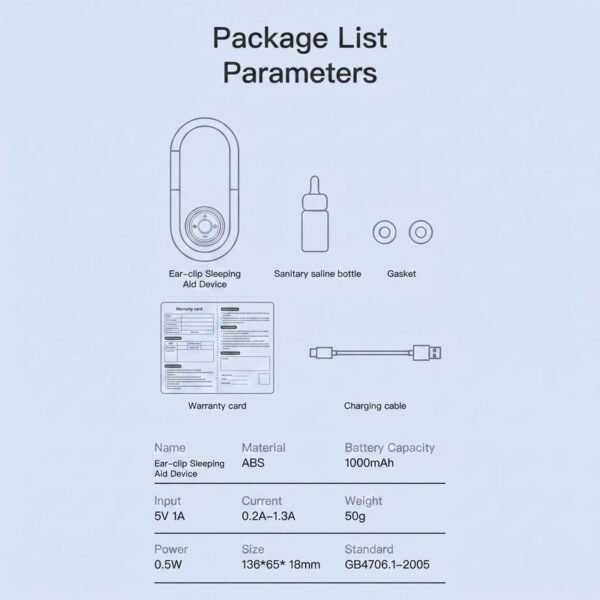 HE-M008 CES ear-clip sleep support device technical specifications