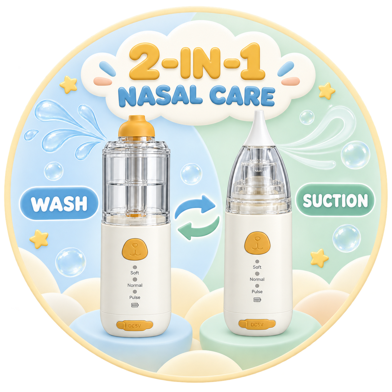 Rinse and suction operating modes