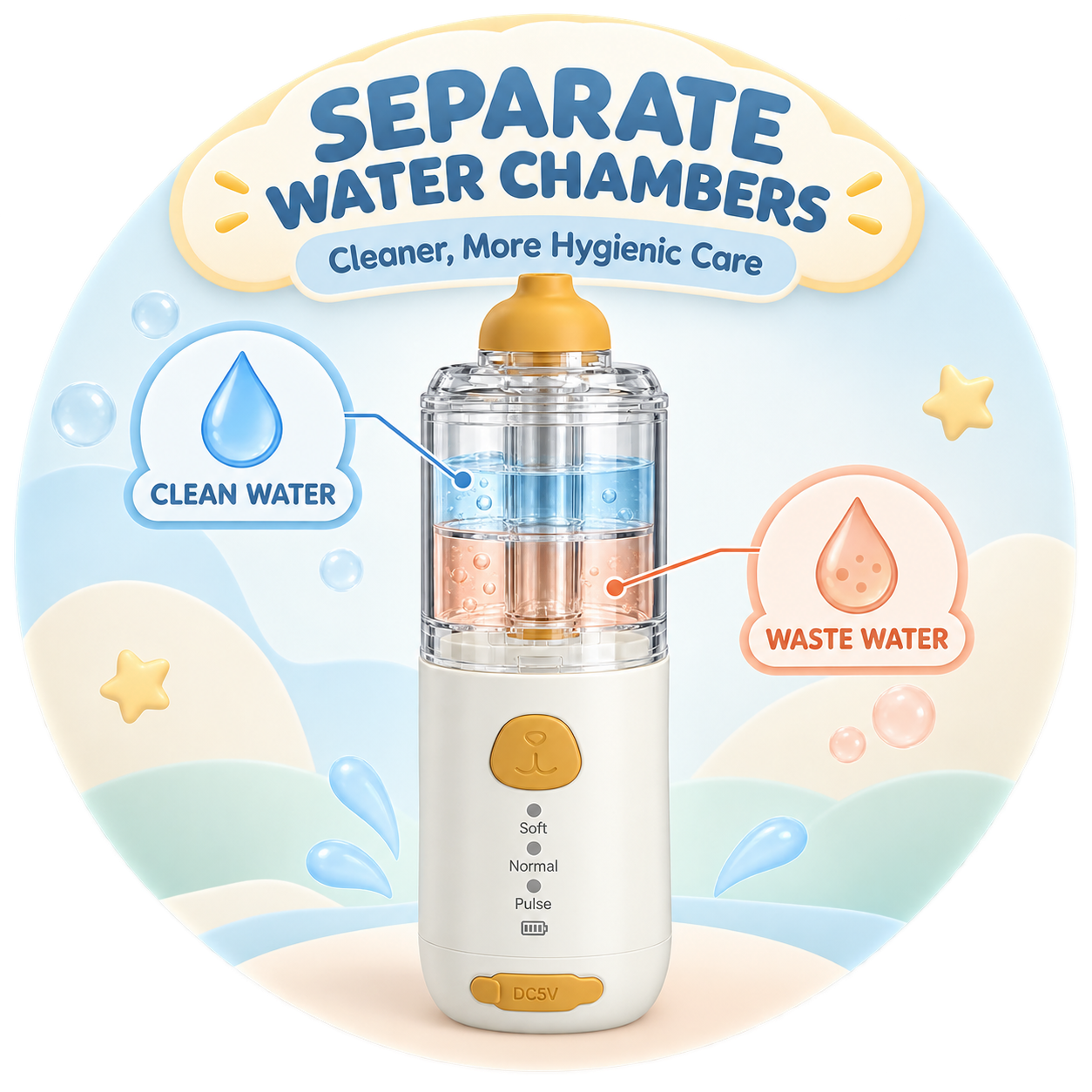 Separate clean water and waste water chambers