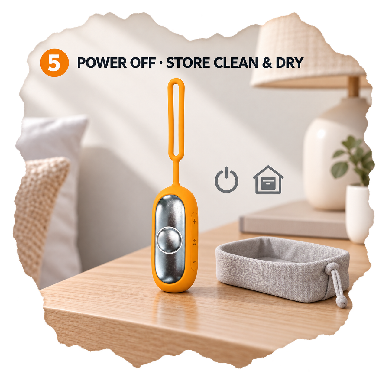 Turn off the HE-M001 and store it in a clean dry place