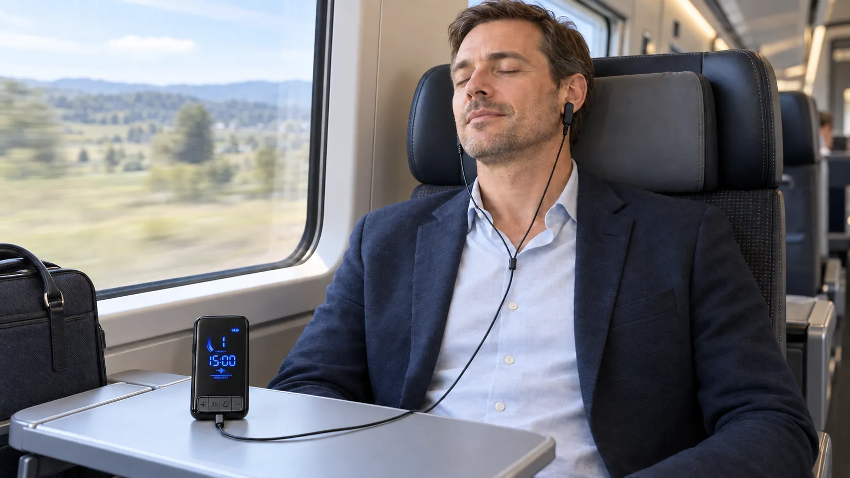 Comfortable rest while traveling by train